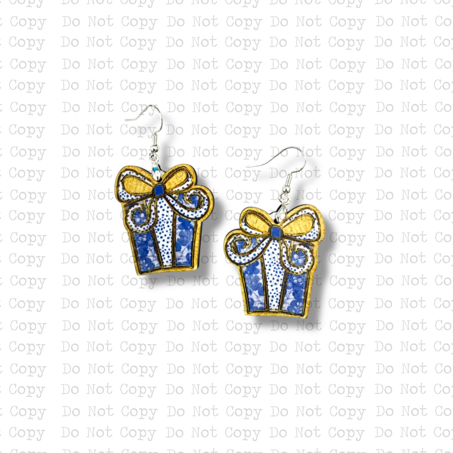 Blue Polka Dot Present Earrings