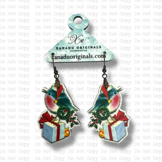 Vintage Bluebird Christmas Earrings
