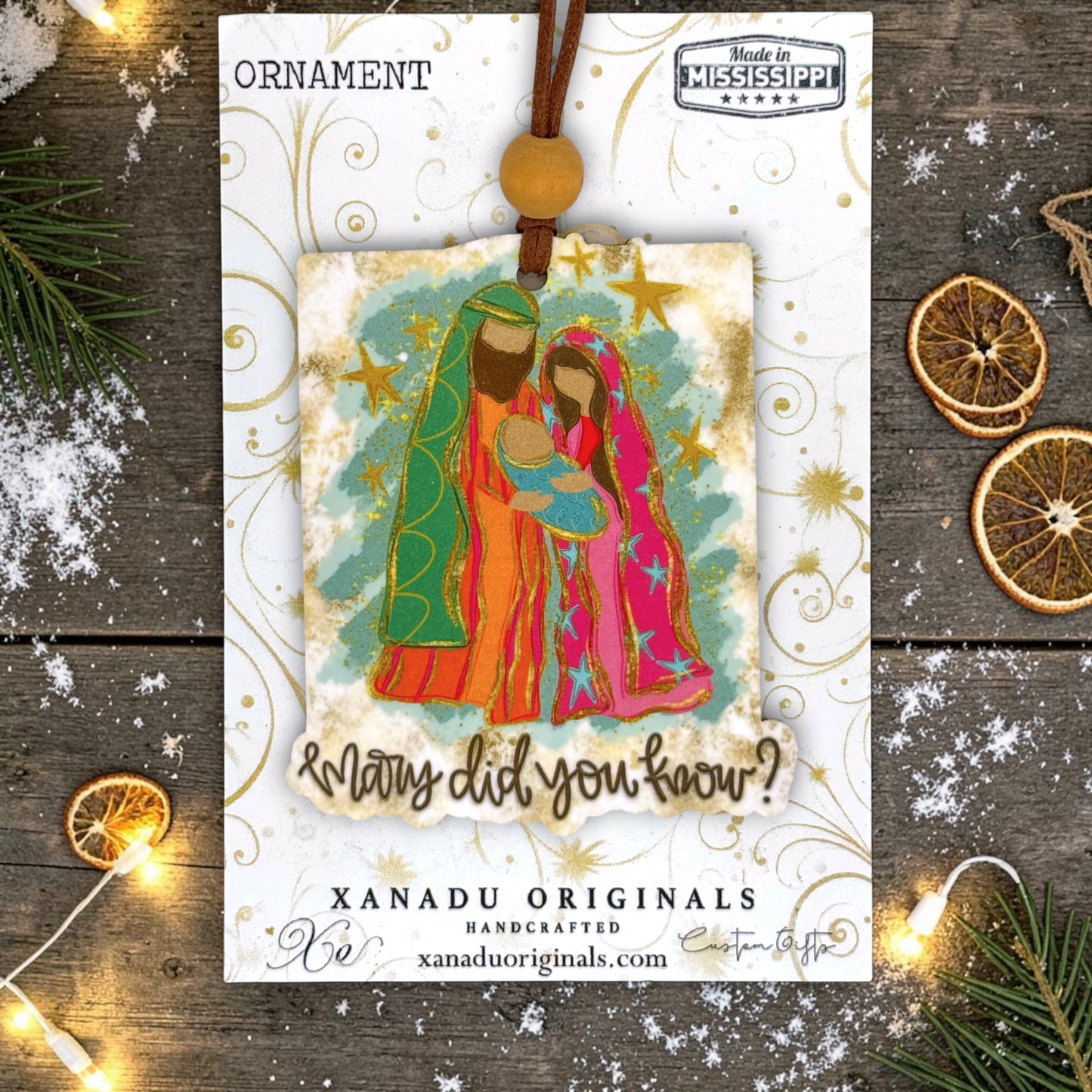 Mary Did You Know Vibrant Nativity Wood Ornament - Retro Christmas Gift