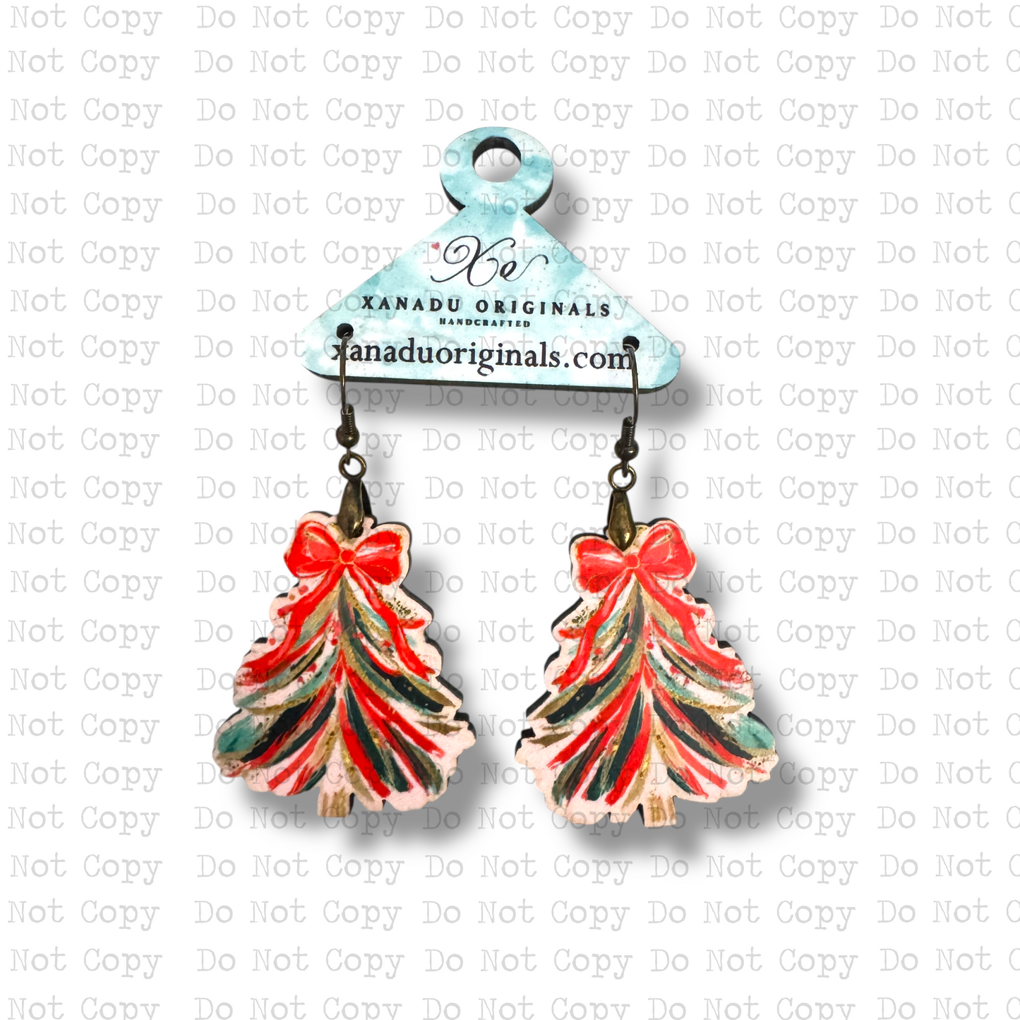 Red Brushstroke Tree Earrings