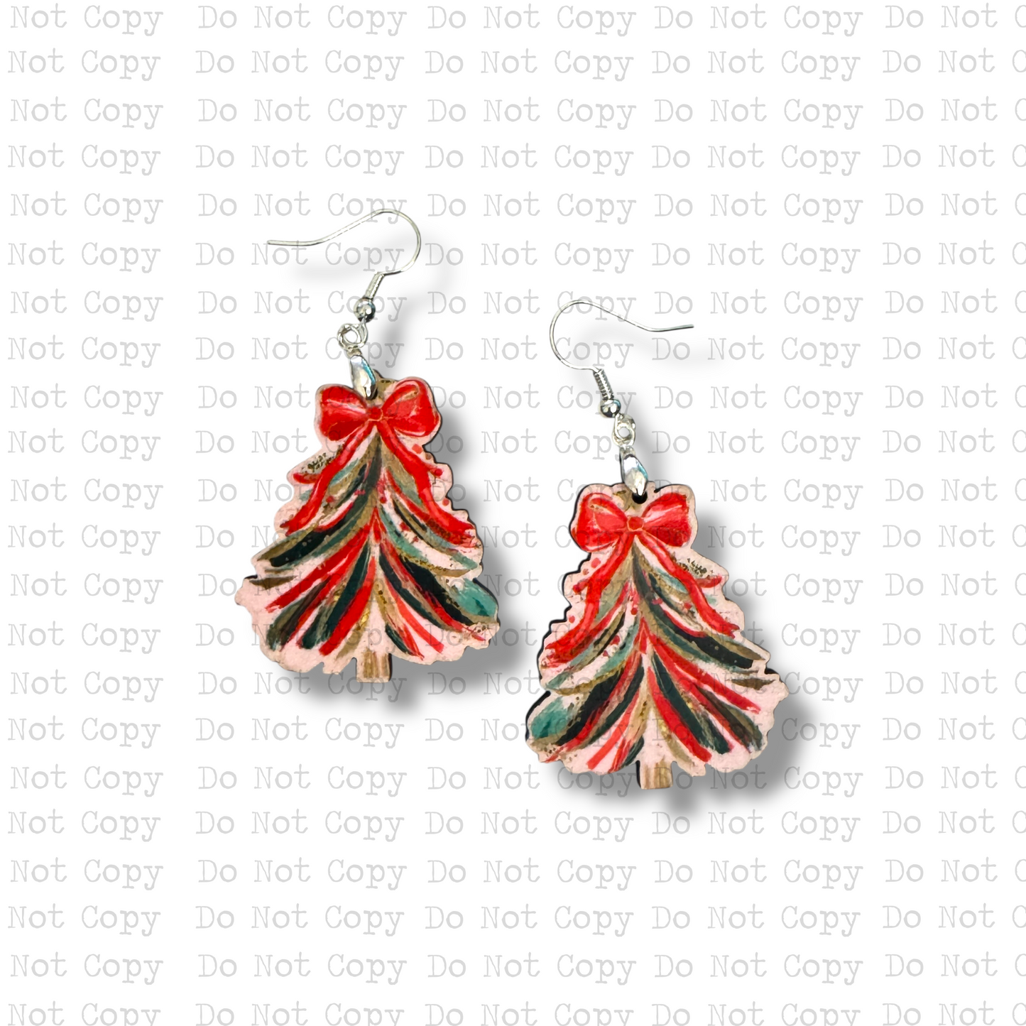 Red Brushstroke Tree Earrings