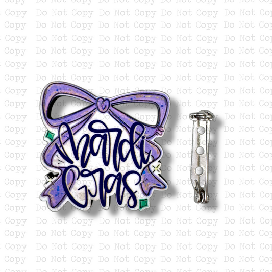 Mardi Gras Bow Lapel Pin