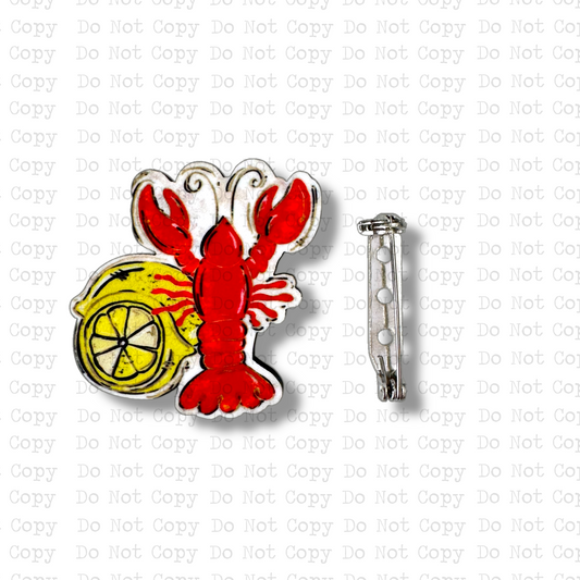Lemon Crawfish Lapel Pin