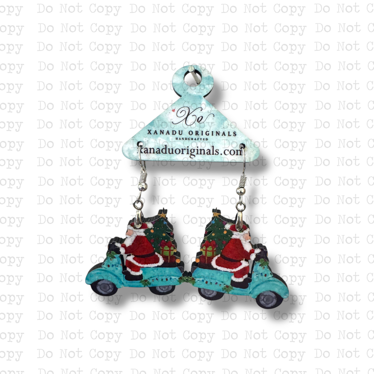 Moped Santa Earrings