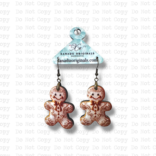 Gold and White Gingerbread Earrings