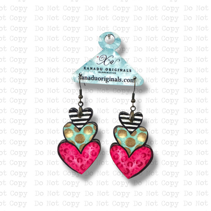 Whimsical Heart Stack Earrings