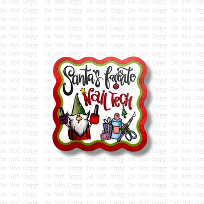 Santa's Nail Tech Interchangeable Badge Button with Reel Option