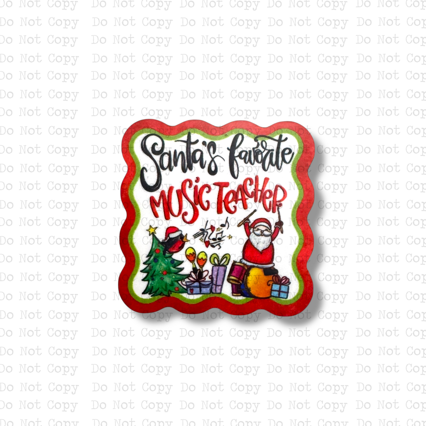 Santa's Music Teacher Interchangeable Badge Button with Reel Option