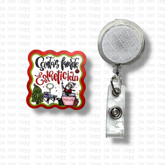 Santa's Esthetician Interchangeable Badge Button with Reel Option