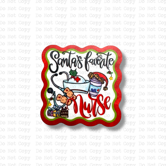 Santa's Favorite Nurse Interchangeable Badge Button with Reel Option