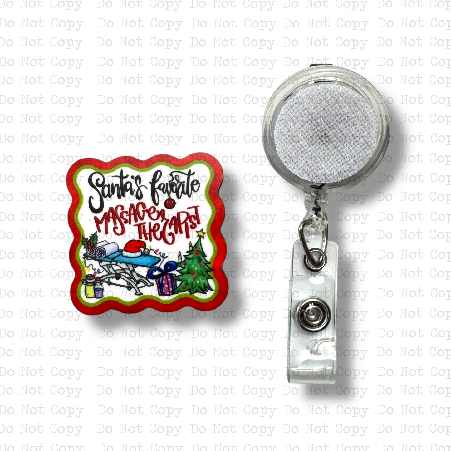Santa's Favorite Massage Therapist Interchangeable Badge Button with Reel Option