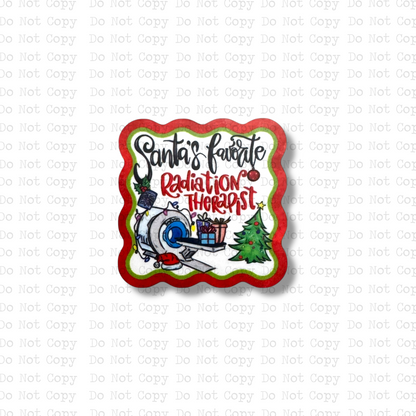 Santa's favorite Radiation Therapist Interchangeable Badge Button with Reel Option