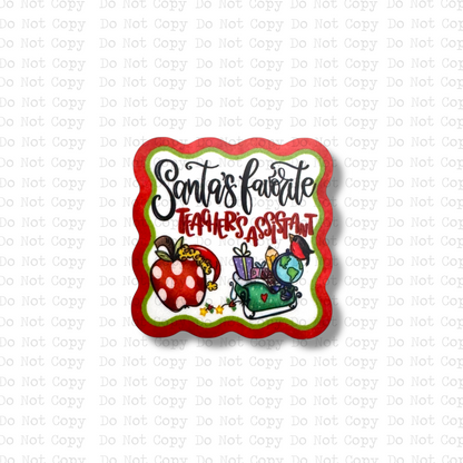 Santa's Favorite Teacher's Assistant Interchangeable Badge Button with Reel Option