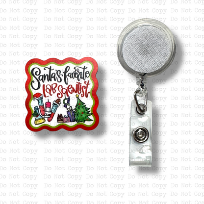 Santa's Favorite Lab Scientist Interchangeable Badge Button with Reel Option
