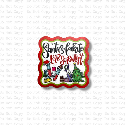 Santa's Favorite Lab Scientist Interchangeable Badge Button with Reel Option