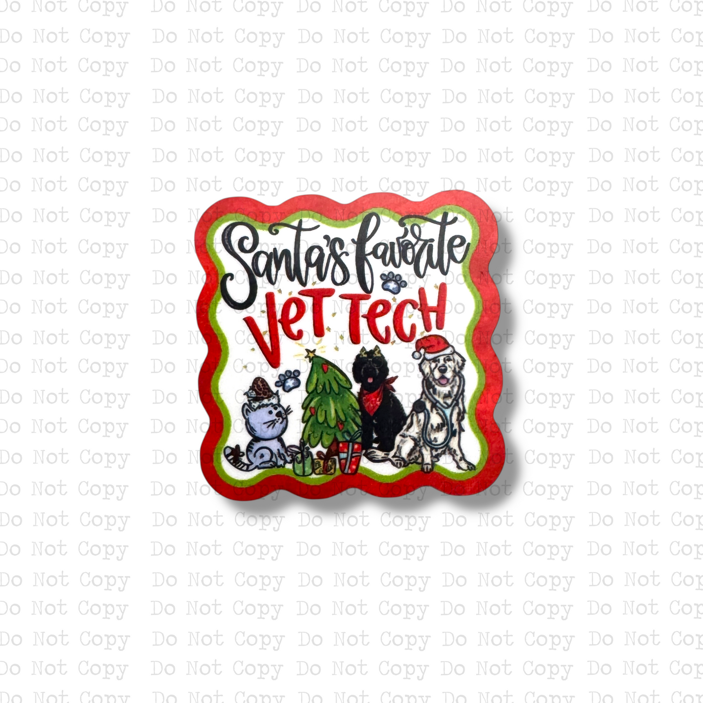 Santa's Favorite Vet Tech Interchangeable Badge Button with Reel Option