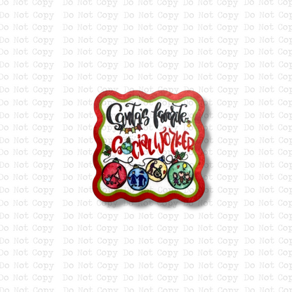 Santa's Favorite Social Worker Interchangeable Badge Button with Reel Option
