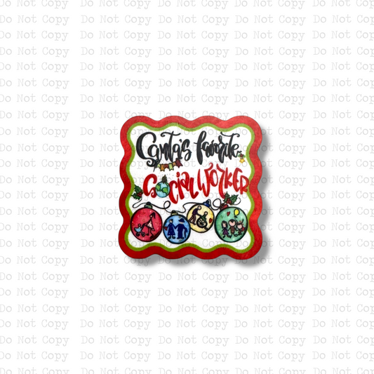 Santa's Favorite Social Worker Interchangeable Badge Button with Reel Option