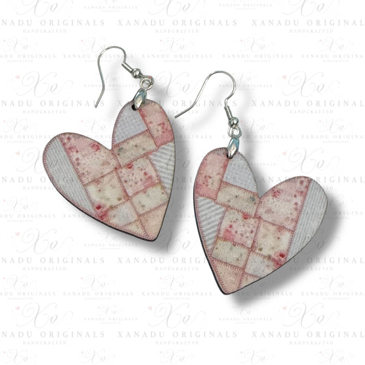 Quilt Heart Earring