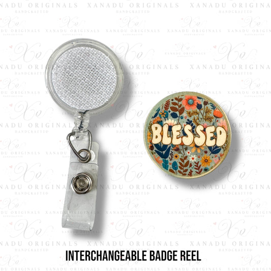 Blessed Interchageable Badge Button with Reel Option