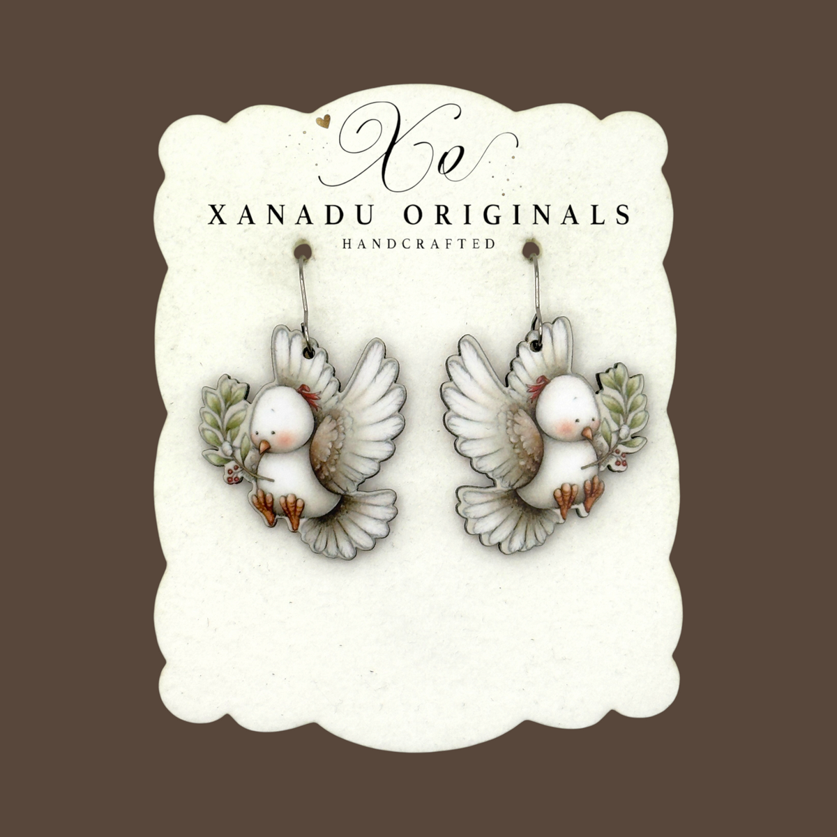 Christmas Dove Dangle Earrings