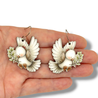 Christmas Dove Dangle Earrings