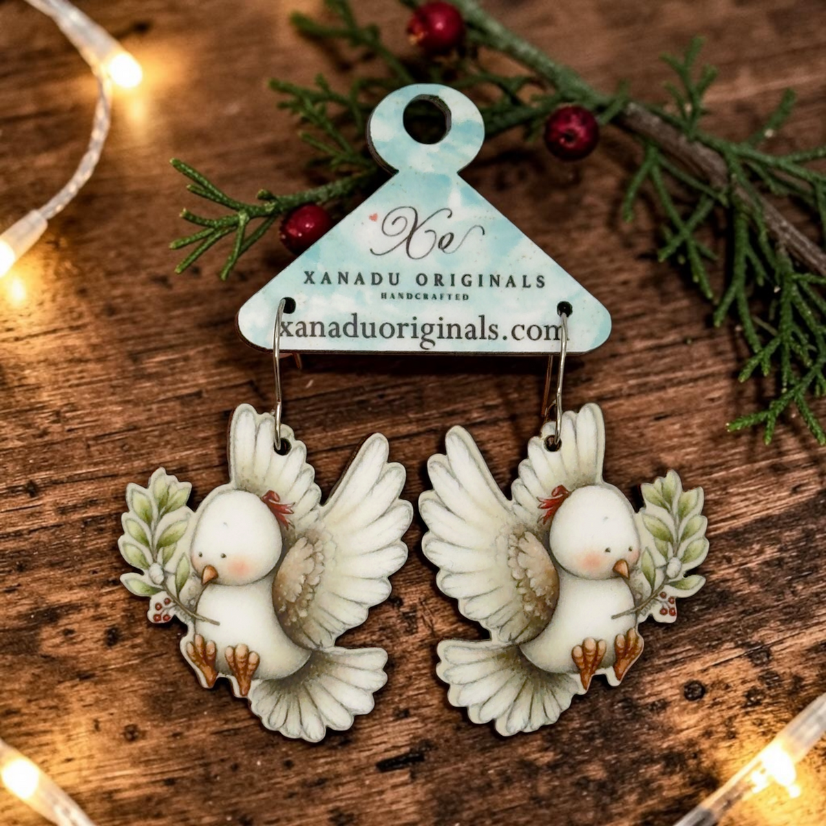 Christmas Dove Dangle Earrings