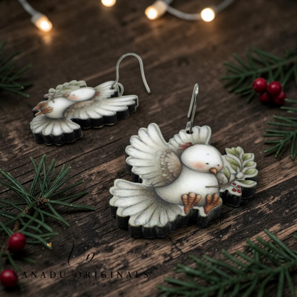 Christmas Dove Dangle Earrings