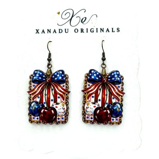 Patriotic Cherry Earrings