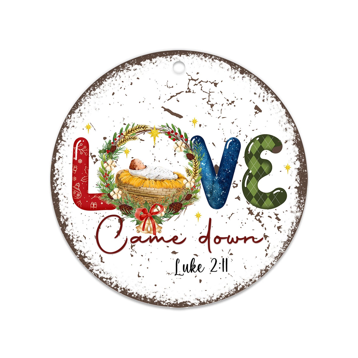 Love Came Down Nativity Christmas Ornament, Traditional Holiday Tree Decor, Scripture Christian Keepsake