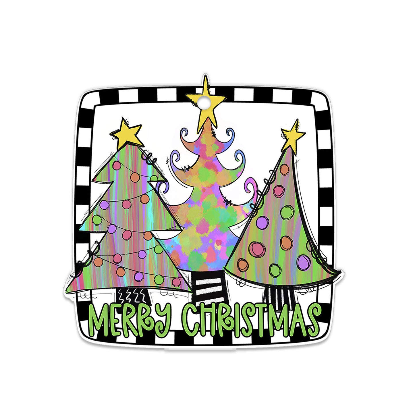 Merry Christmas Whimsical Trees Ornament