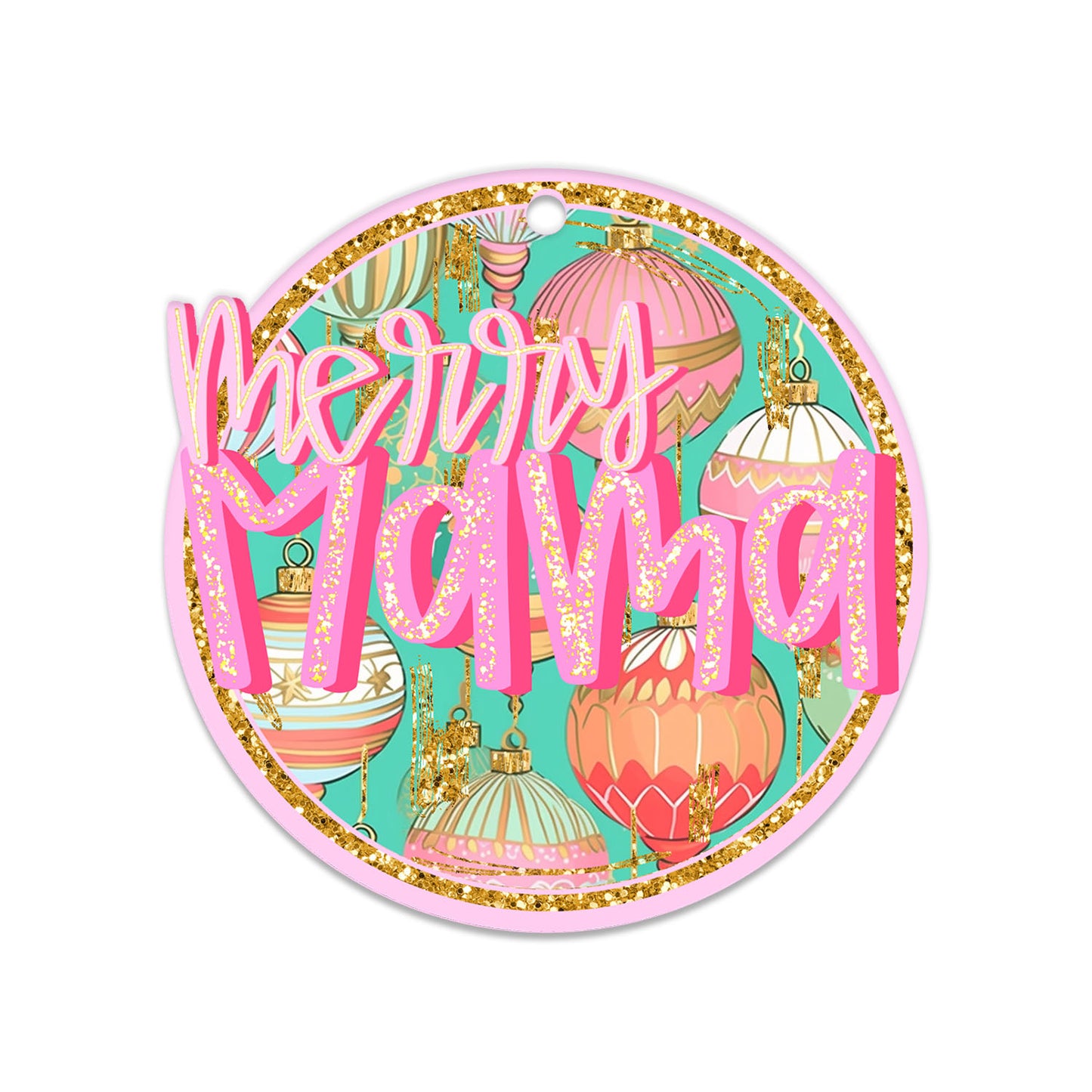 Merry Mama Preppy Ornament, Traditional Holiday Tree Decor, Whimsical Hand-Painted Style Keepsake