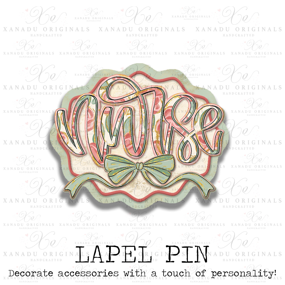Nurse Painted Floral Lapel Lapel Pin
