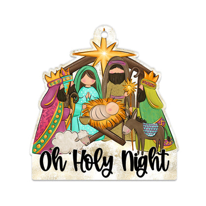 Oh Holy Night Complete Nativity Ornament, Traditional Holiday Tree Decor, Whimsical Hand-Painted Style Keepsake