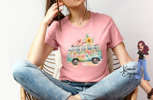 Peace And Love Flower Van T-Shirt