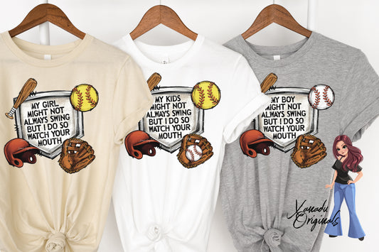 Watch Your Mouth Baseball | Softball T-Shirt