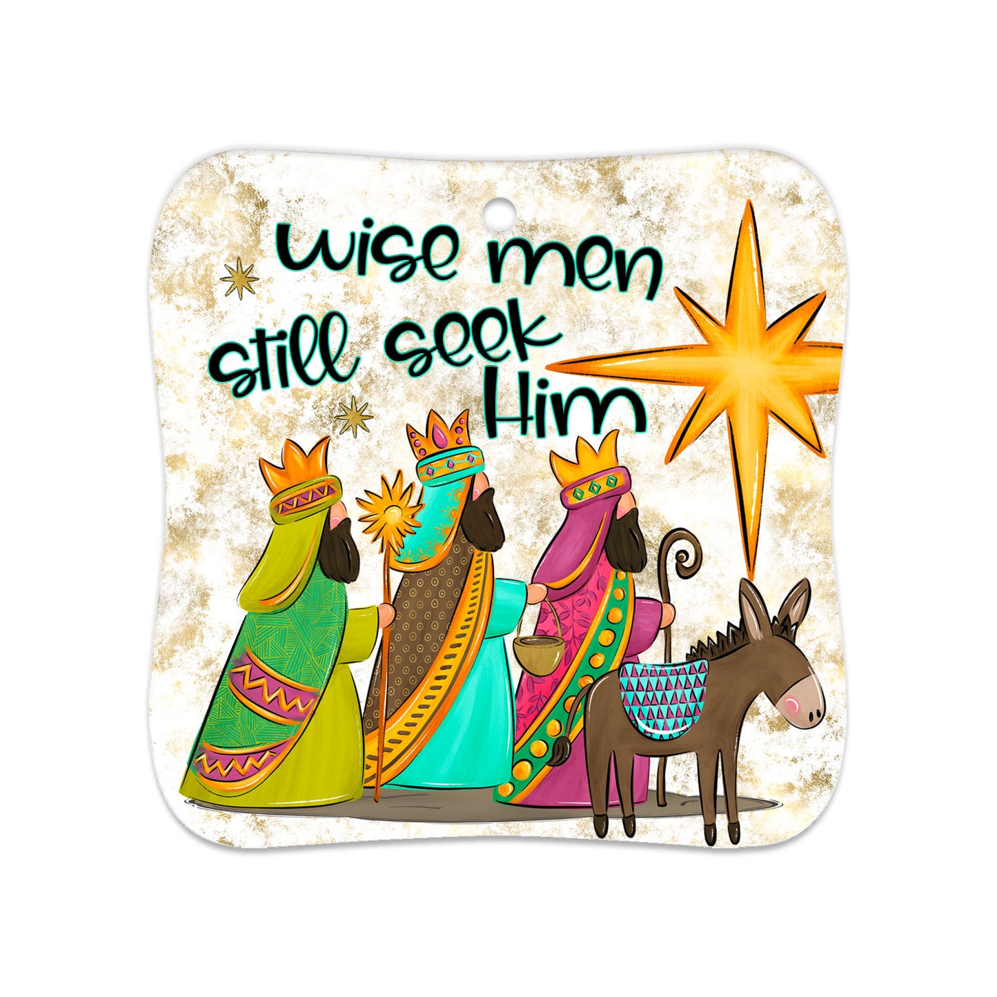 Wise Men Still Seek Him Ornament, Traditional Holiday Tree Decor, Whimsical Hand-Painted Style Keepsake