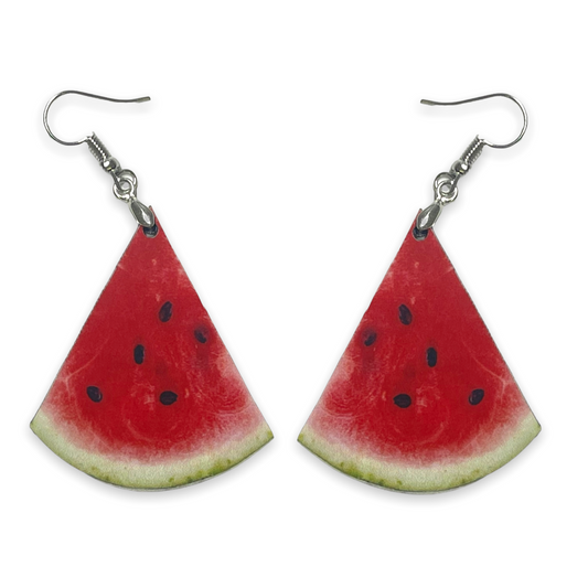 Red Watermelon Slice Earrings