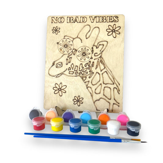 No Bad Vibes Giraffe Paint Kit with Stand | DIY