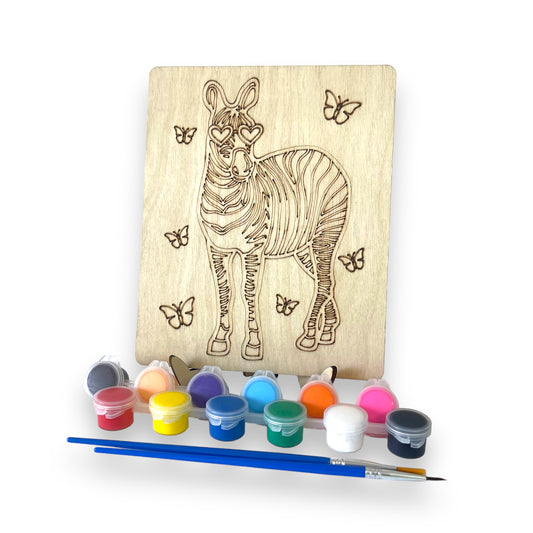 Heart Eyed Zebra Paint Kit with Stand | DIY