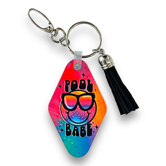 Pool Babe Smiley Keychain | Bag Tag