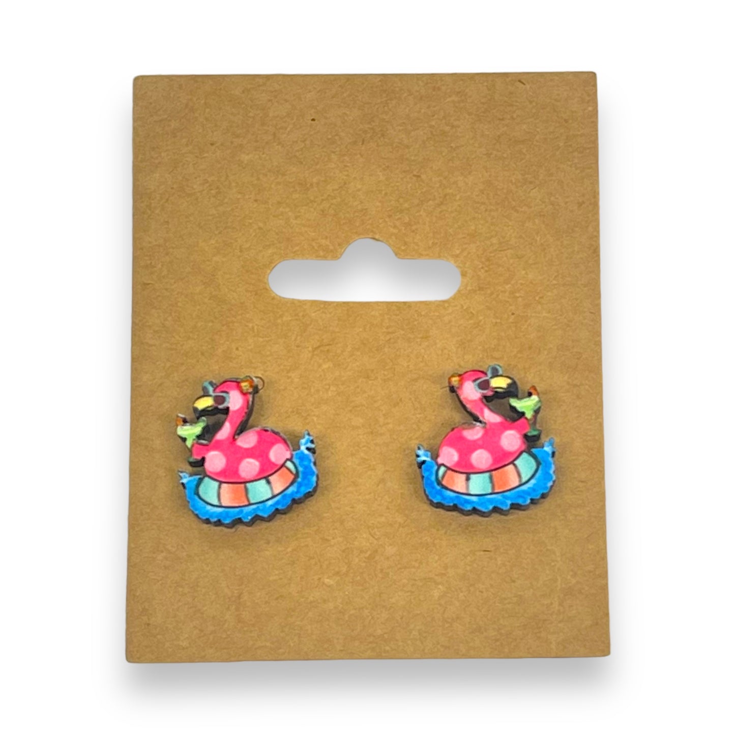 Pool Flamingo Stud Post Earring