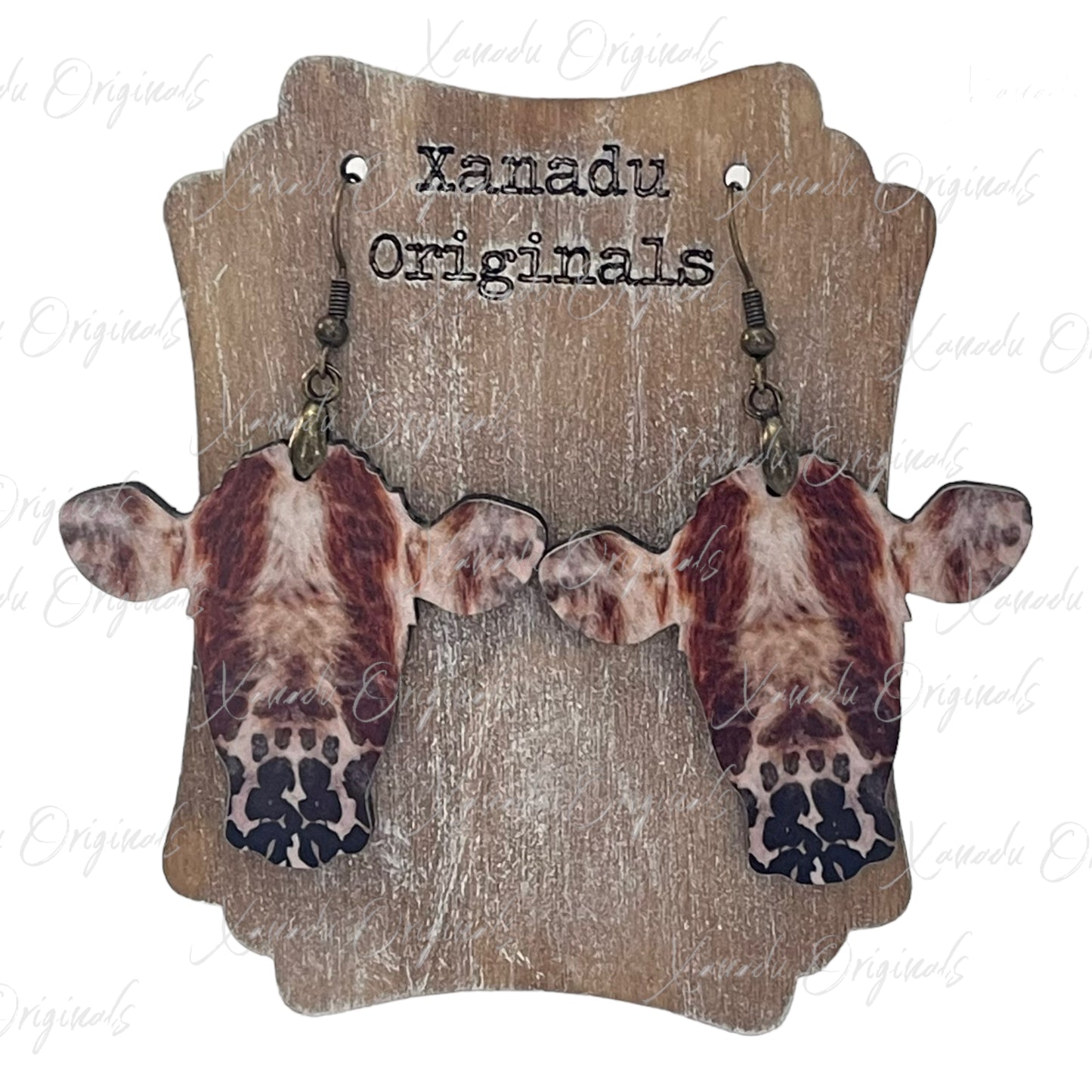 Faux Cowhide Cow Earrings