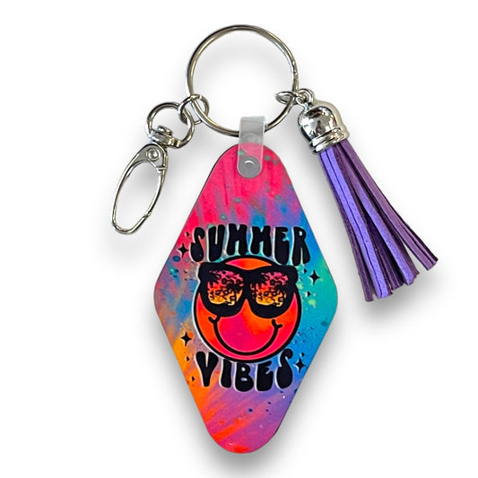Summer Vibes Smiley Keychain | Bag Tag