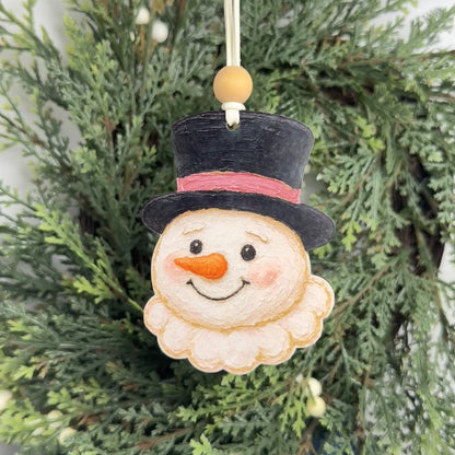 Classic Folk Art Snowman Christmas Ornament | Handcrafted Mississippi Keepsake