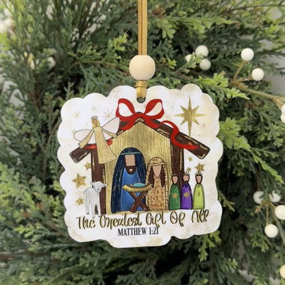 The Greatest Gift of All Nativity Wooden Christmas Ornament