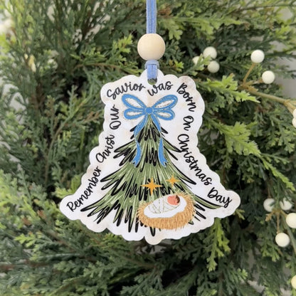 Remember Christ Our Savior Nativity Bell Ornament - Baby Jesus Holiday Tree Decoration