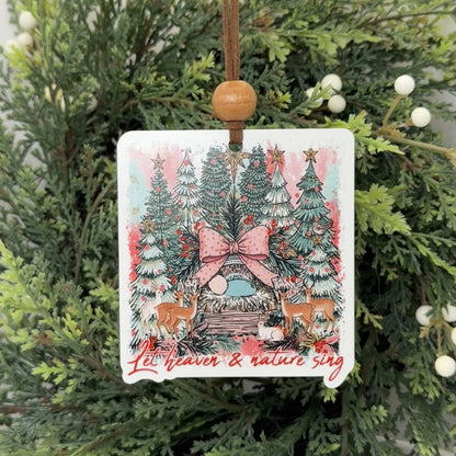 Let Heaven and Nature Sing Manger Ornament, Traditional Holiday Tree Decor, Whimsical Hand-Painted Style Keepsake