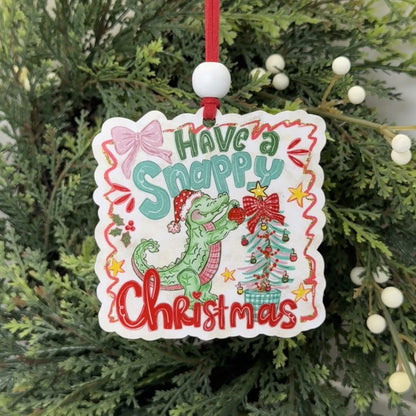 Have a Snappy Christmas Alligator Ornament - Cute Gator Holiday Tree Decoration