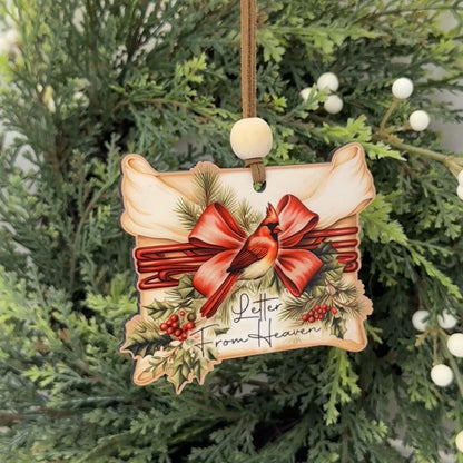 Letter From Heaven Cardinal Ornament, Traditional Holiday Tree Decor, Vintage Memorial Style Keepsake